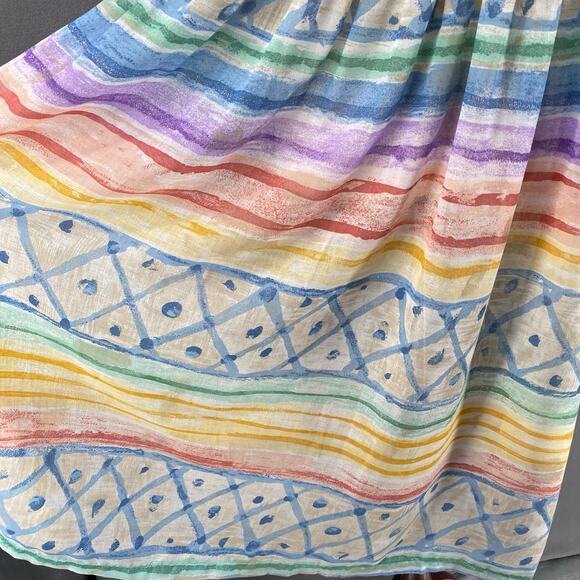 Vtg 80s 90s Two Potato Artsy A Line Midi Dress M Petite Sheer NOS Coastal Pastel - Picture 7 of 16